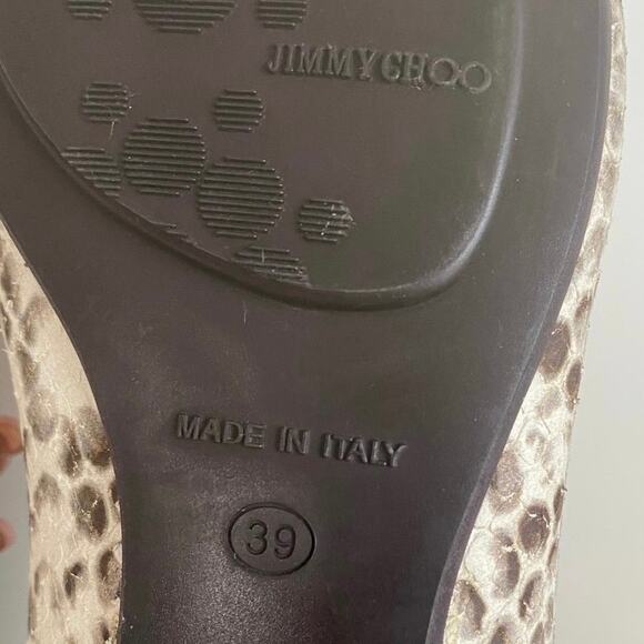 Jimmy Choo Beige Python Embossed Leather Ballet Flats Women- Size 39 - Picture 7 of 8